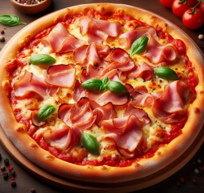 Pizza Prosciutto con albahaca